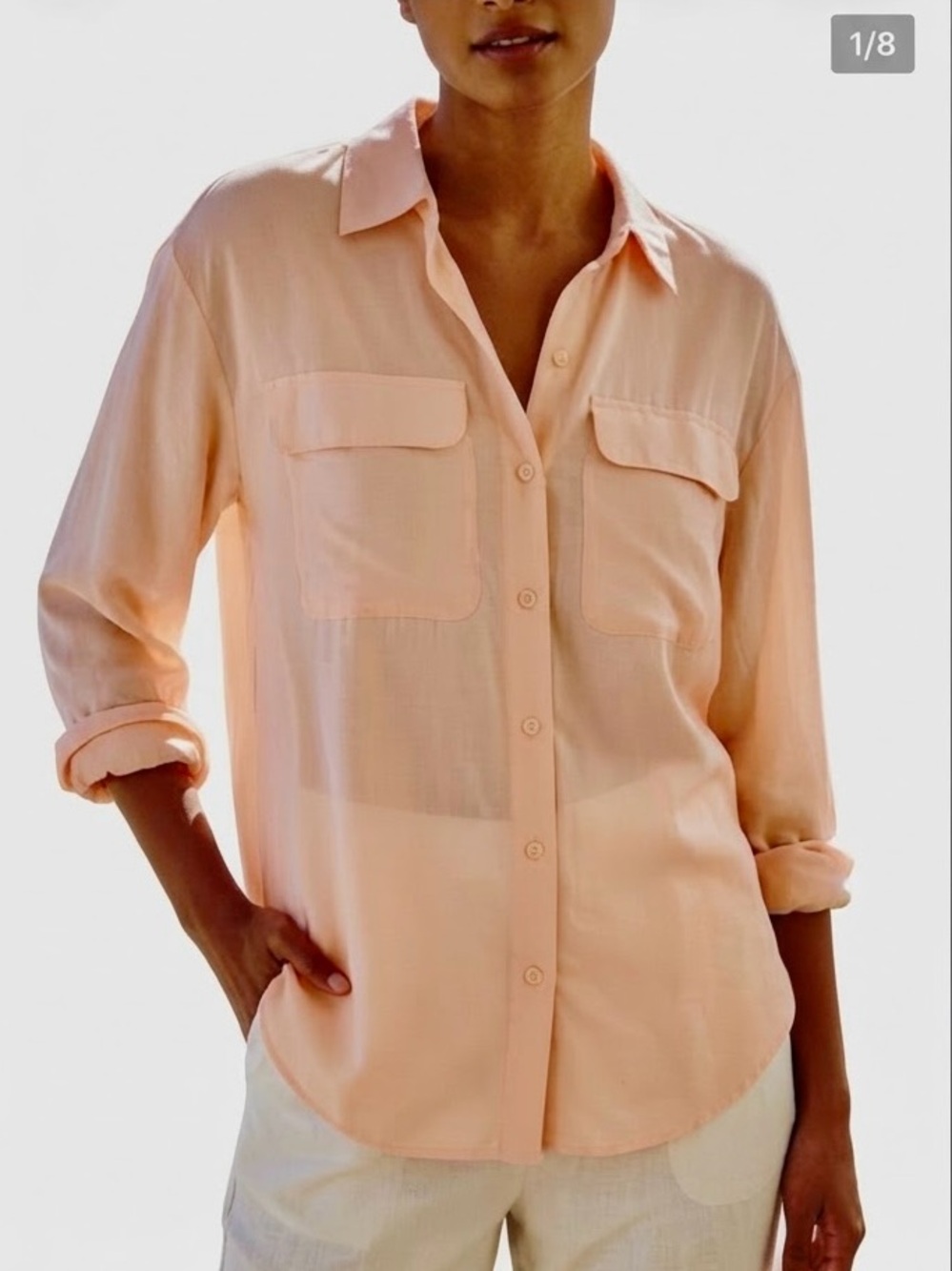 Liz Claiborne Collection Light Peach Button-Down  Shirt